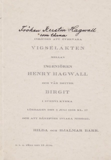 Henry och Bie - bröllopsinbjudan
